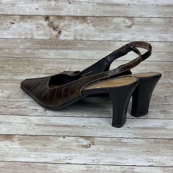 Liz Claiborne Flex Faux Alligator Slingback Womens Heels Size 10M - Picture 7 of 14